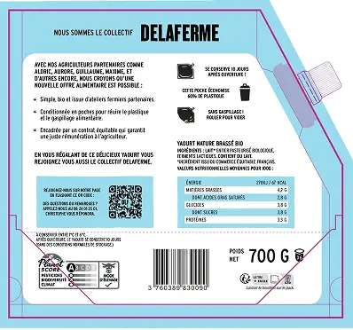 poche yaourt nature delaferme